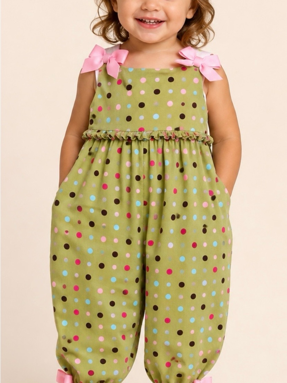 Beanstalk Originals Girl Polka Dot Romper 24 Mo